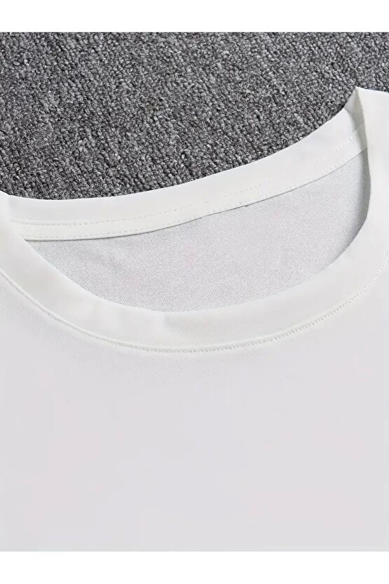 Sporda Günlük Hayata Giyilebilir GYM Baskılı Oversize Bisiklet Yaka Erkek T-shirt - Beyaz