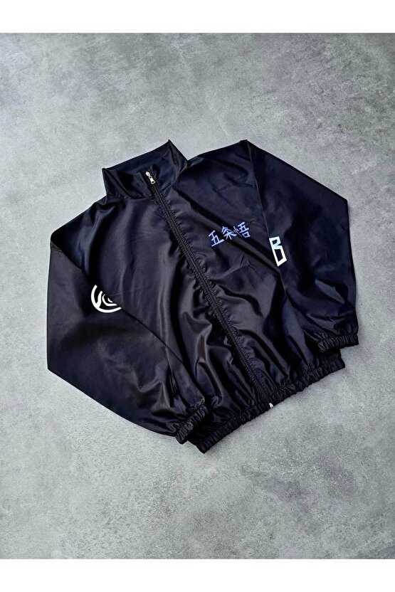 Fermuarlı Dijital Baskılı Rüzgarlık - Siyah