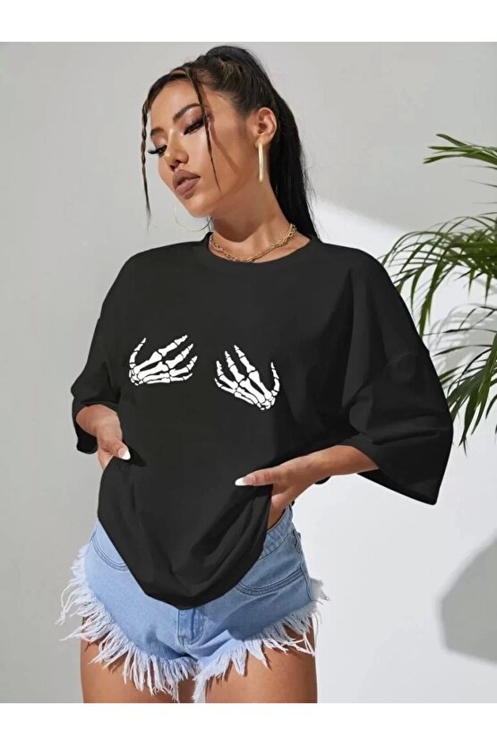 Baskılı Kadın T-shirt - Siyah