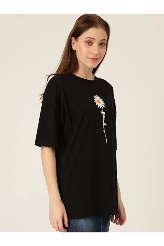 Baskılı Kadın T-shirt - Siyah