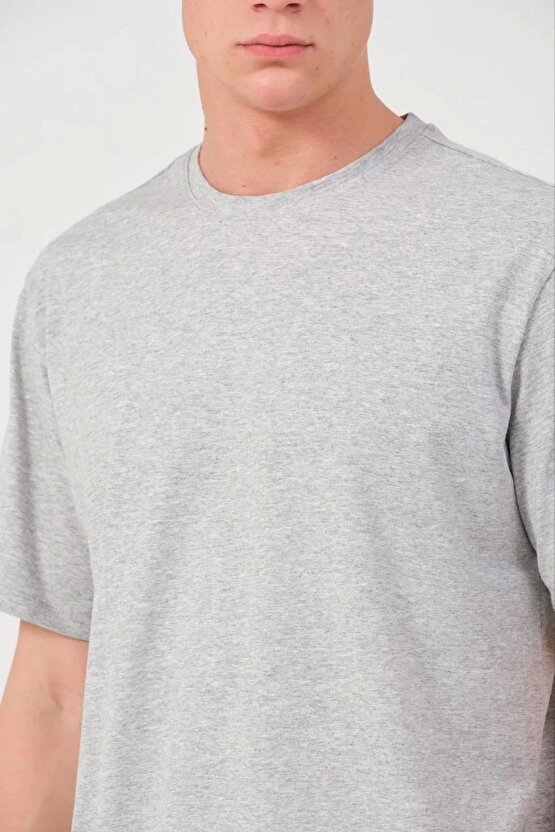 Erkek 241 Düz A Kalite Oversize T-shirt - Gri