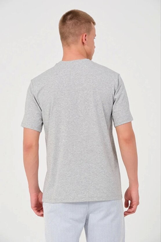 Erkek 241 Düz A Kalite Oversize T-shirt - Gri