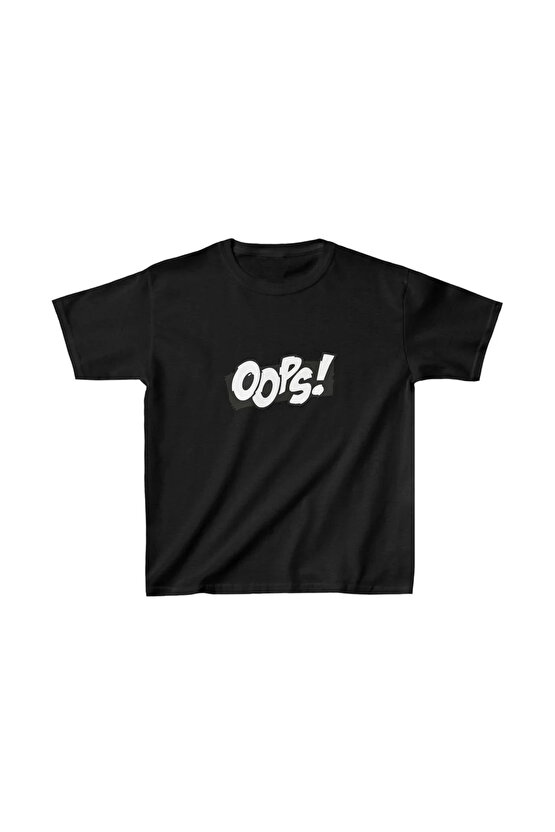 Unisex Çocuk Baskılı T-Shirt - Siyah