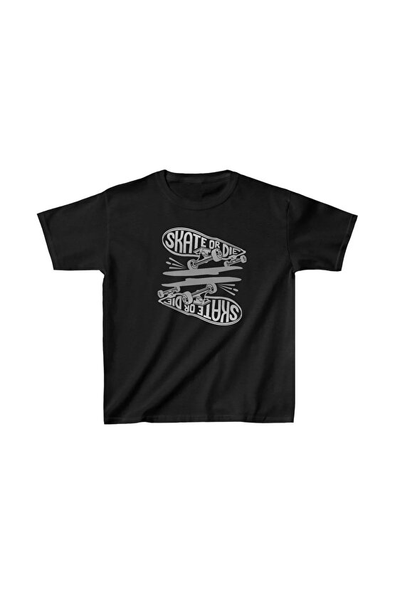 Unisex Çocuk Baskılı T-Shirt - Siyah