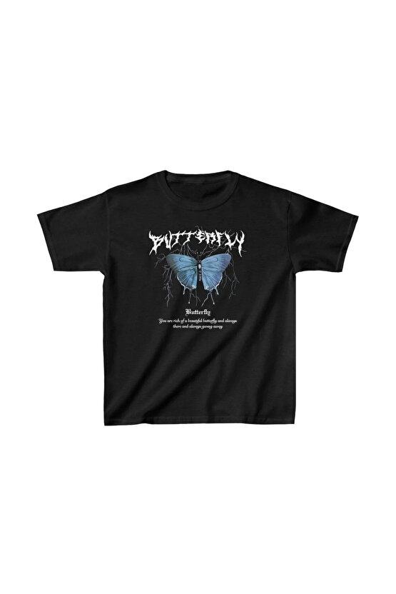 Çocuk Kız Baskılı T-Shirt - Siyah