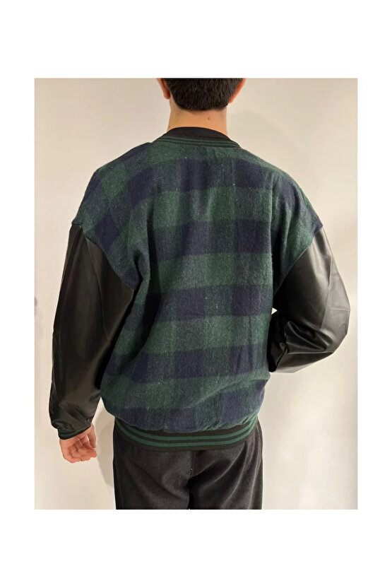 MDB Erkek Pötikare Desen Nakışlı Kolej Ceket Haki