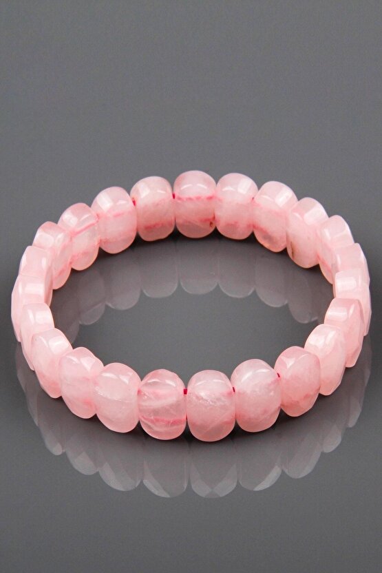 Pembe Kuvars Doğal Taş Bileklik 8 X 14 Mm Özel Kesim