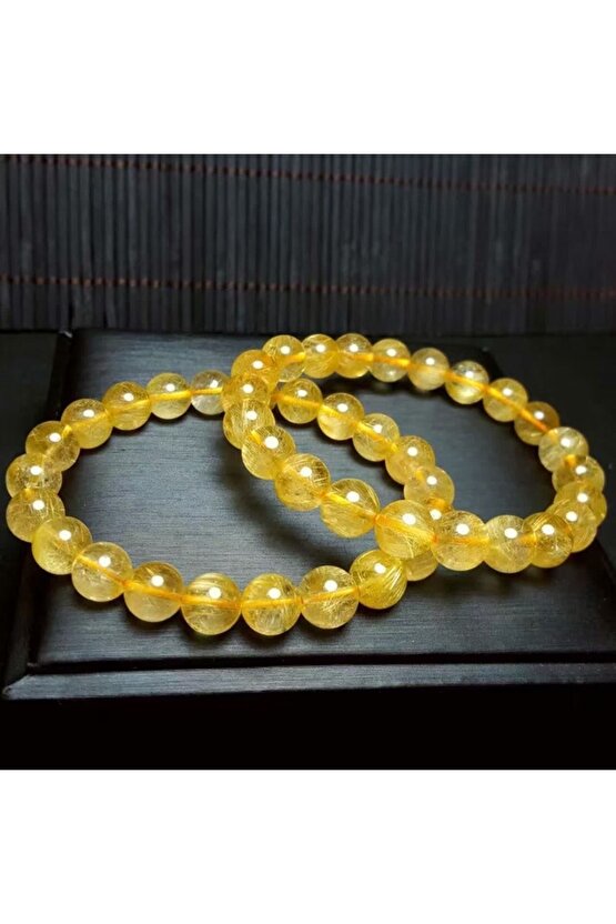 Doğal Sitrin Taşı Bileklik 8mm