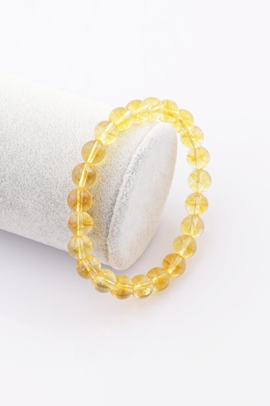 Doğal Sitrin Taşı Bileklik 8mm