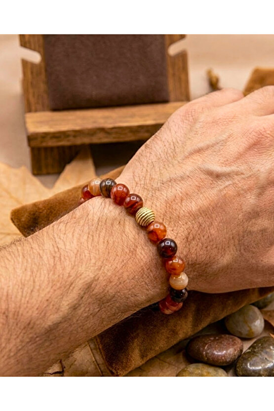 Doğal Akik Taşı Bileklik - Stres Azaltıcı ve Enerji Dengeleyici Şık Doğal Taş Tasarım