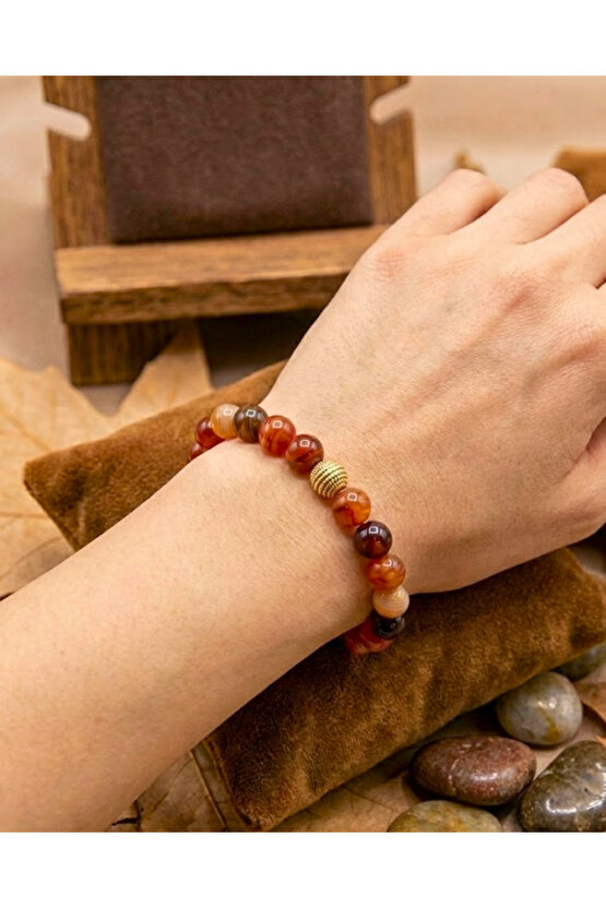 Doğal Akik Taşı Bileklik - Stres Azaltıcı ve Enerji Dengeleyici Şık Doğal Taş Tasarım