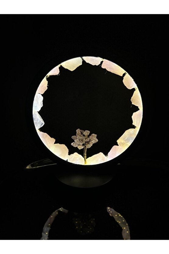 PEMBE KUVARS DOĞALTAŞ GECE LAMBASI PRİZLİ