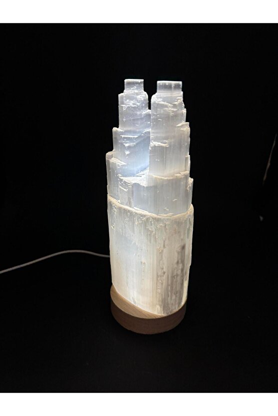 SELENİT DOĞALTAŞ TWİN TOWER DAR LAMBA 20 CM