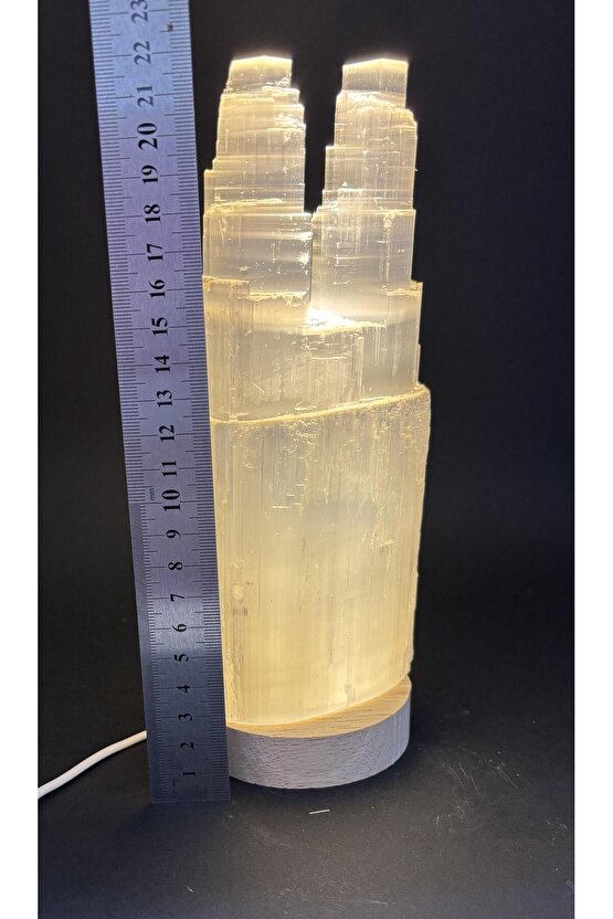 SELENİT DOĞALTAŞ TWİN TOWER DAR LAMBA 20 CM