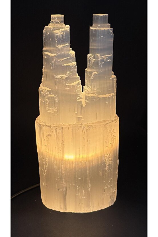 SELENİT DOĞALTAŞ TWİN TOWER LAMBA 30 CM