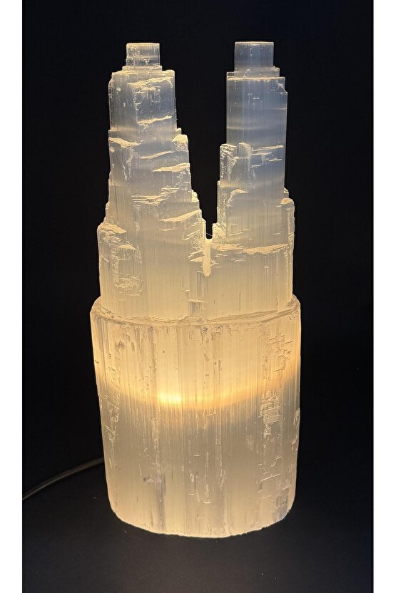 SELENİT DOĞALTAŞ TWİN TOWER LAMBA 30 CM