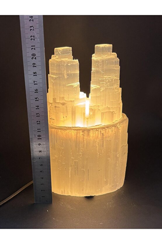 SELENİT DOĞALTAŞ TWİN TOWER LAMBA 20 CM
