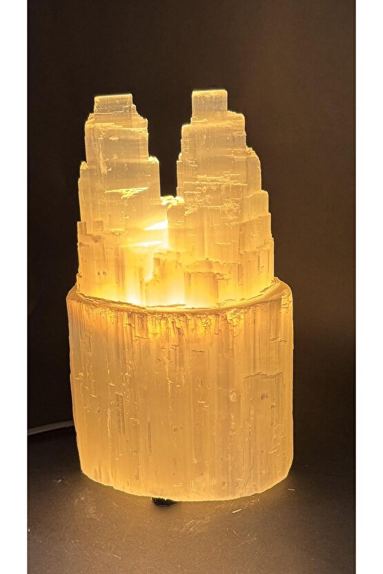 SELENİT DOĞALTAŞ TWİN TOWER LAMBA 20 CM
