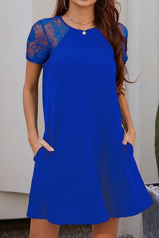 Edolika Kol Dantel Viskon Elbise