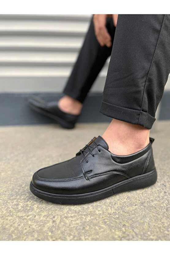 JY0510 Clasica Bağcıklı Cilt Erkek Günlük Klasik Ayakkabı CST - Siyah