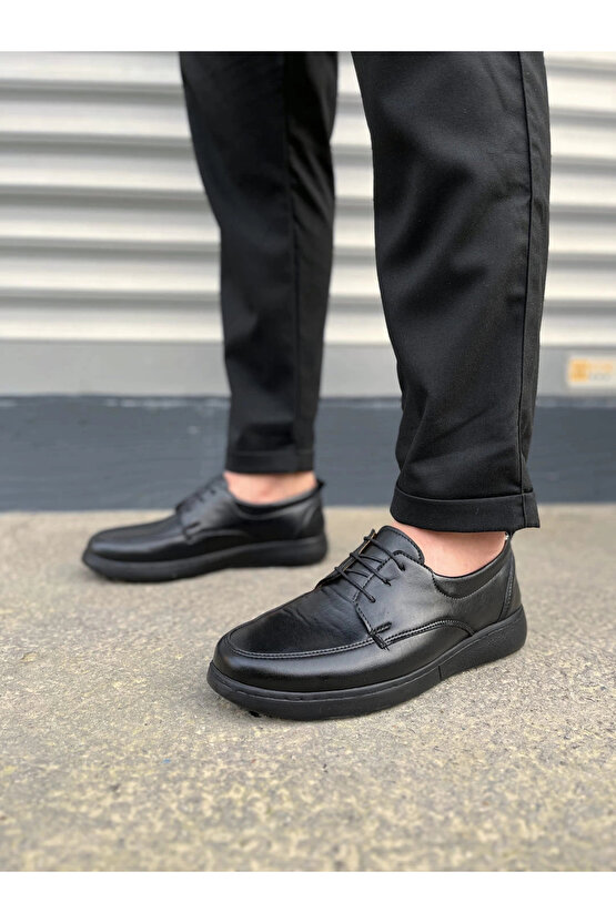 JY0510 Clasica Bağcıklı Cilt Erkek Günlük Klasik Ayakkabı CST - Siyah