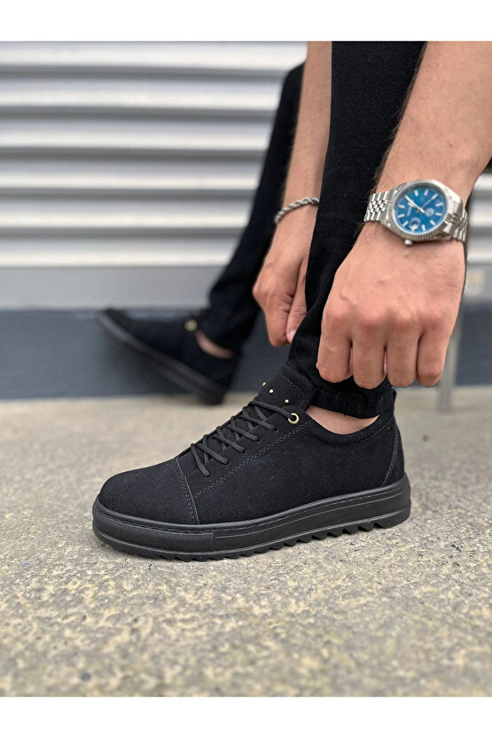 JY152 Cool Bağcıklı Süet Erkek Günlük Spor Klasik Ayakkabı SST - Siyah