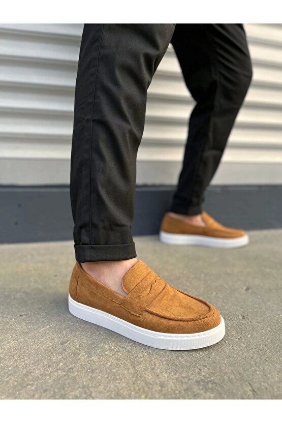 JY180 Estilo X Bağcıksız Süet Erkek Günlük Spor Klasik Ayakkabı SBT - Taba