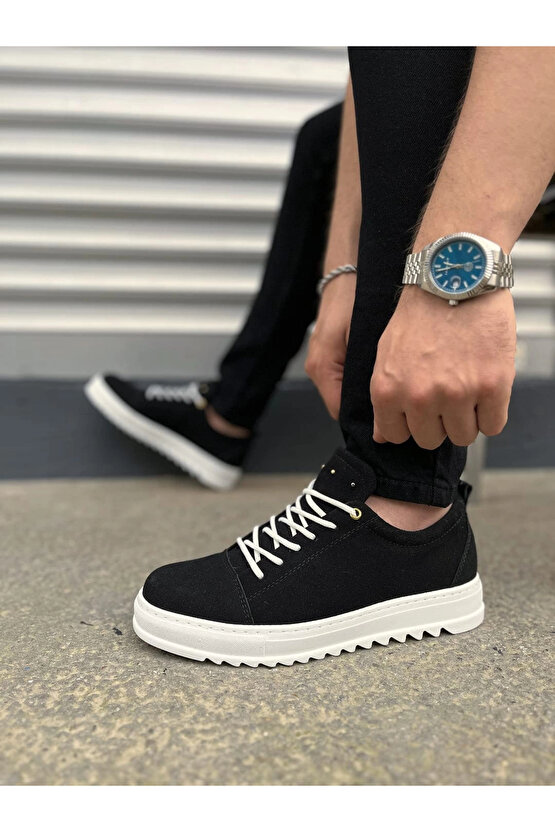 JY152 Cool Bağcıklı Süet Erkek Günlük Spor Klasik Ayakkabı SBT - Siyah