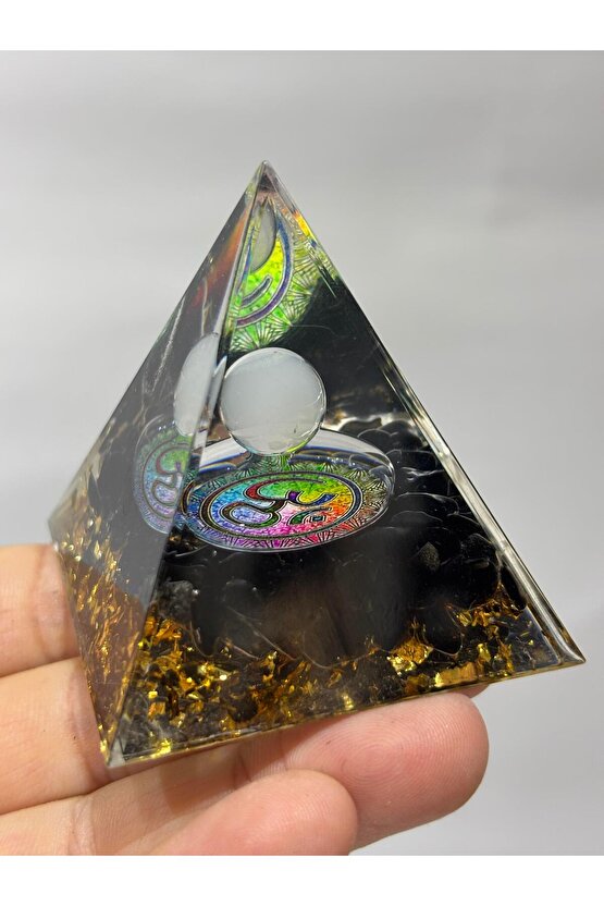 OBSİDYEN KORUMA KALKANI ORGONİT OM SEMBOLLÜ