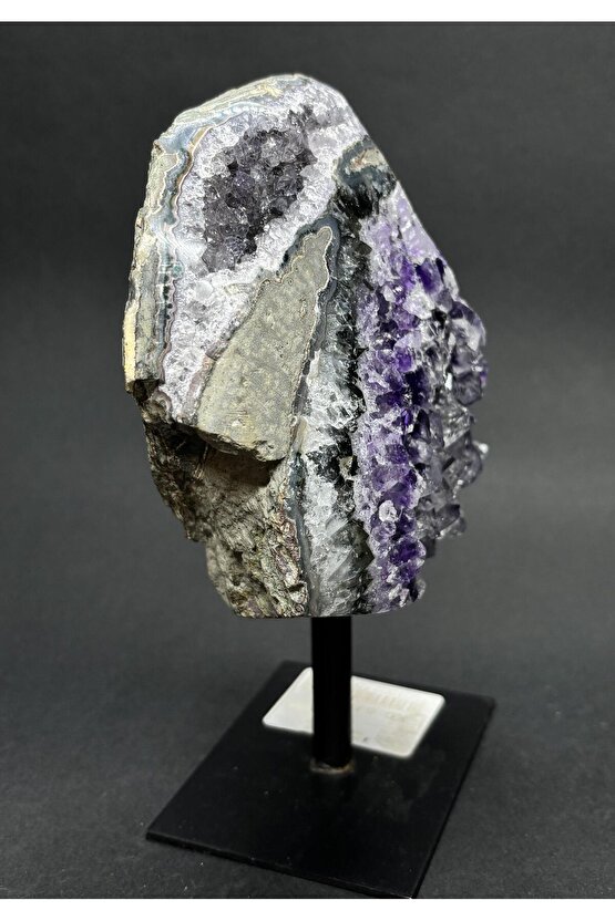 BREZİLYA AMETİST DOĞALTAŞ SİYAH DEMİR STANTLI