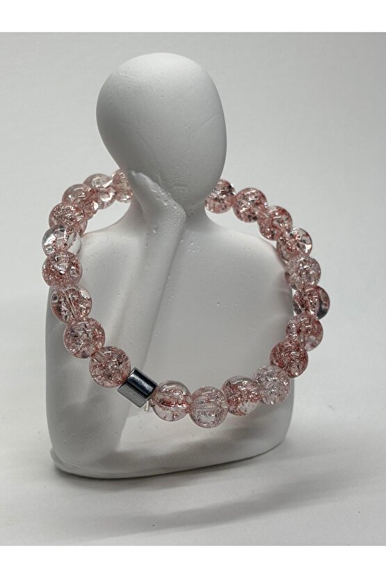 PEMBE NECEF DAĞ KRİSTALI ŞANS TAŞI DOĞALTAŞ BİLEKLİK