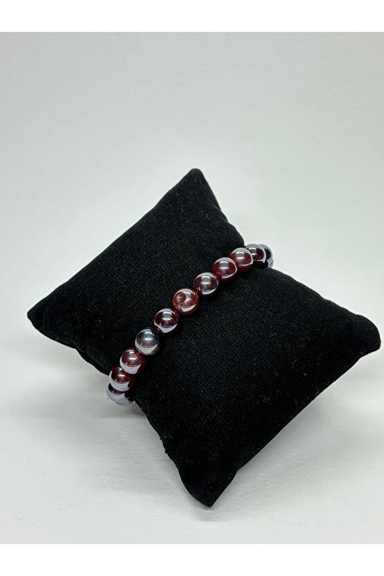 BORDO AYNALI AKİK DOĞALTAŞ BİLEKLİK