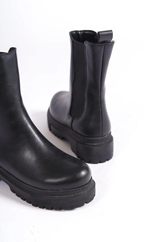 LORA Bağcıksız Lastikli Ortopedik Taban Kadın Bot CST - Siyah