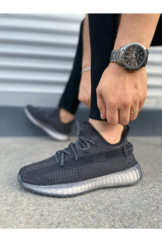 ARJY305 Pulse Bağcıklı Triko Kumaş Erkek Günlük Spor Ayakkabı TBT - Siyah