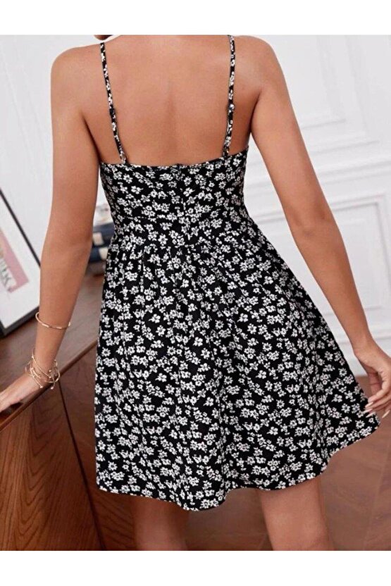 Kadın Askılı, Kruvaze Yaka Mikro Elbise