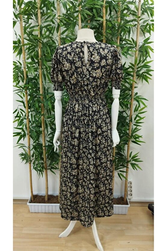 Kadın Yarım Kollu Bisiklet Yaka Kol Ve Bel Gipe Detay Süprem Elbise