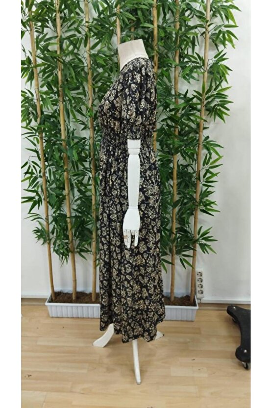 Kadın Yarım Kollu Bisiklet Yaka Kol Ve Bel Gipe Detay Süprem Elbise