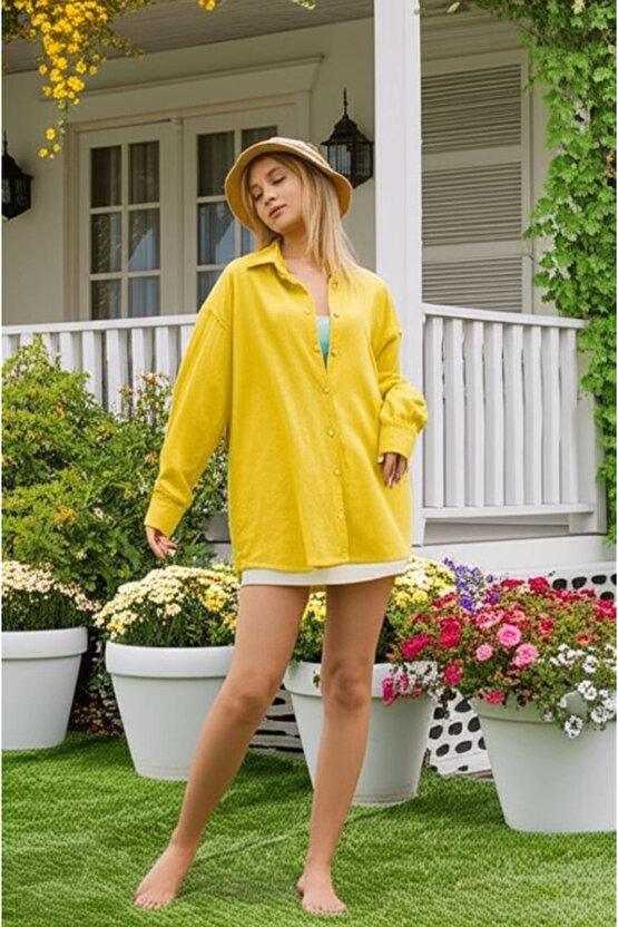 Kadın Uzun Kollu Oversize Gömlek