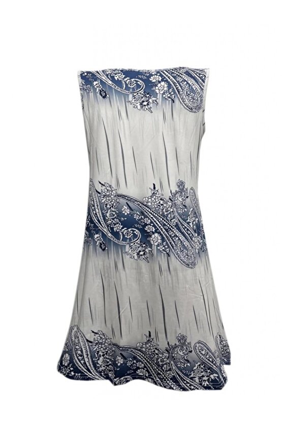 Kadın Kolsuz Bisiklet Yaka Desenli Süprem Elbise