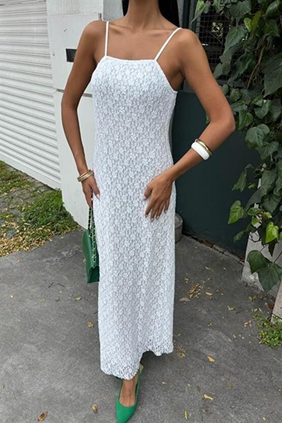 Askıları Ayarlanabilir Örme Dantel Elbise 2879