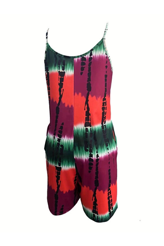 MDB Kadın Ip Askılı Yuvarlak Yaka Cepli Kısa şort Süprem Takım