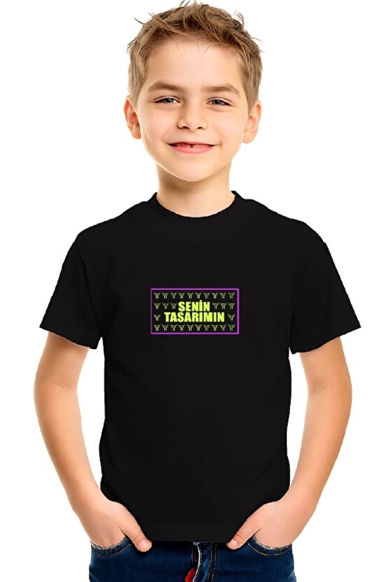 Çocuk Ön Sizin Tasarımınız Basic Tshirt - Siyah