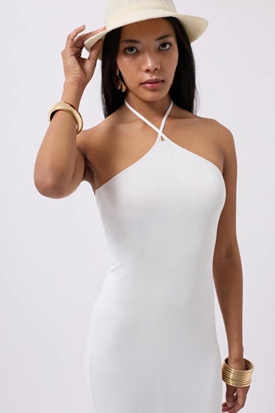 Çapraz Askılı Maxi Elbise