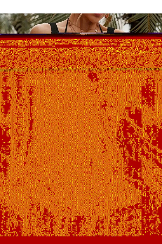 Kadın Kolsuz Derin Oval V Detaylı Iki Yanı Büzgülü Triko Pareo