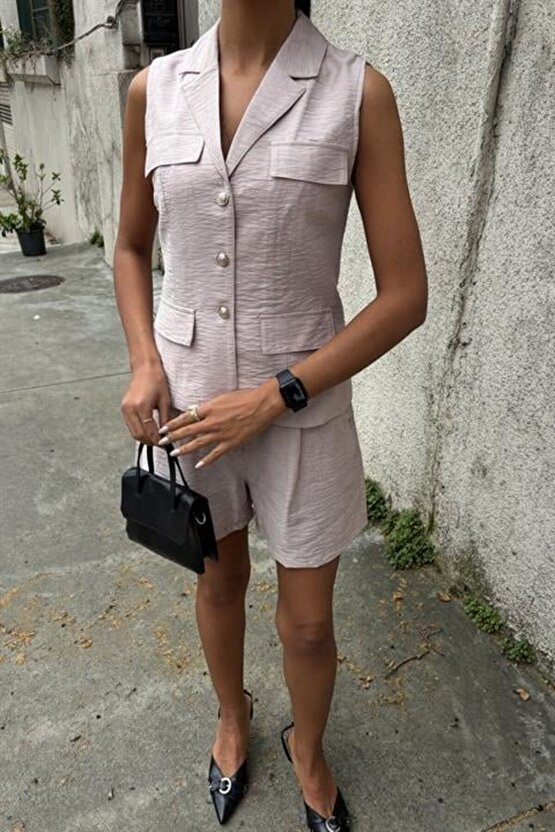 gl00my Yazın Şıklığına Adım Atın - Yelek Şort Takım -17