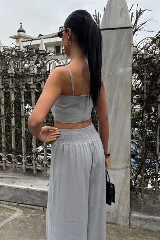 Crop Plazzo Pantolon Takım 10155-08