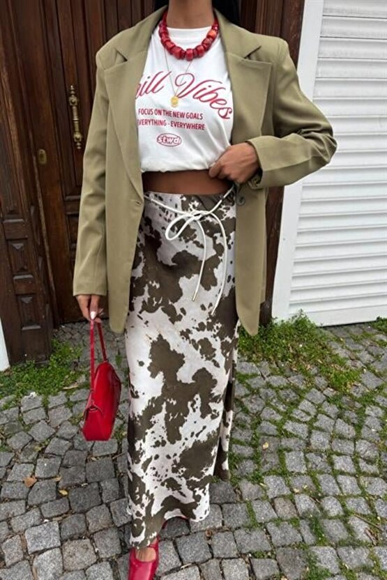 İnce Deri Kemerli Chanel Saten Etek 4050