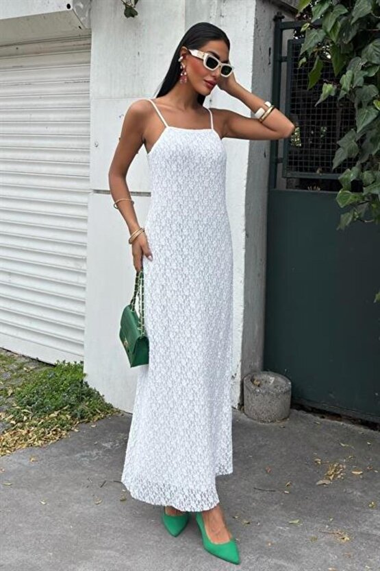 Askıları Ayarlanabilir Örme Dantel Elbise 2879