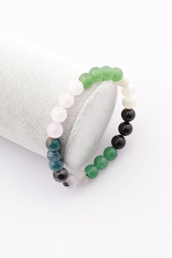 Boğa Burcu Taşlarından Oluşan Doğal Taş Bileklik 8 mm Küre Kesim - Burç Bilekliği