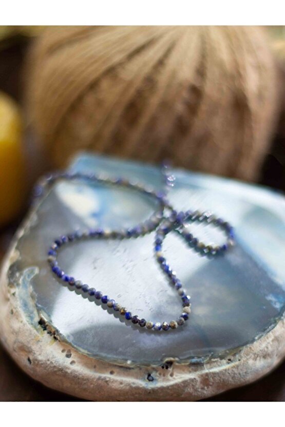 Lapis Lazuli Taşı Ince Doğaltaş Kolye 2mm